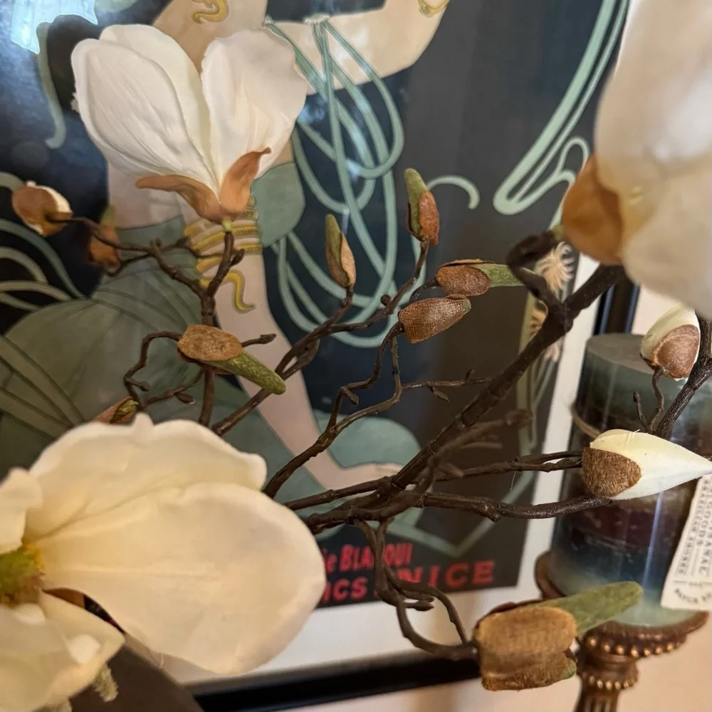 Magnolia budding & bloom realistic branches approximately 38” long, extra tall